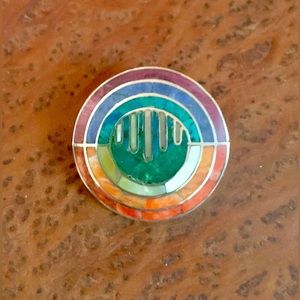 Vintage Rainbow Inlay / Mother of Pearl 950 Peruvian Sterling Silver Pen…